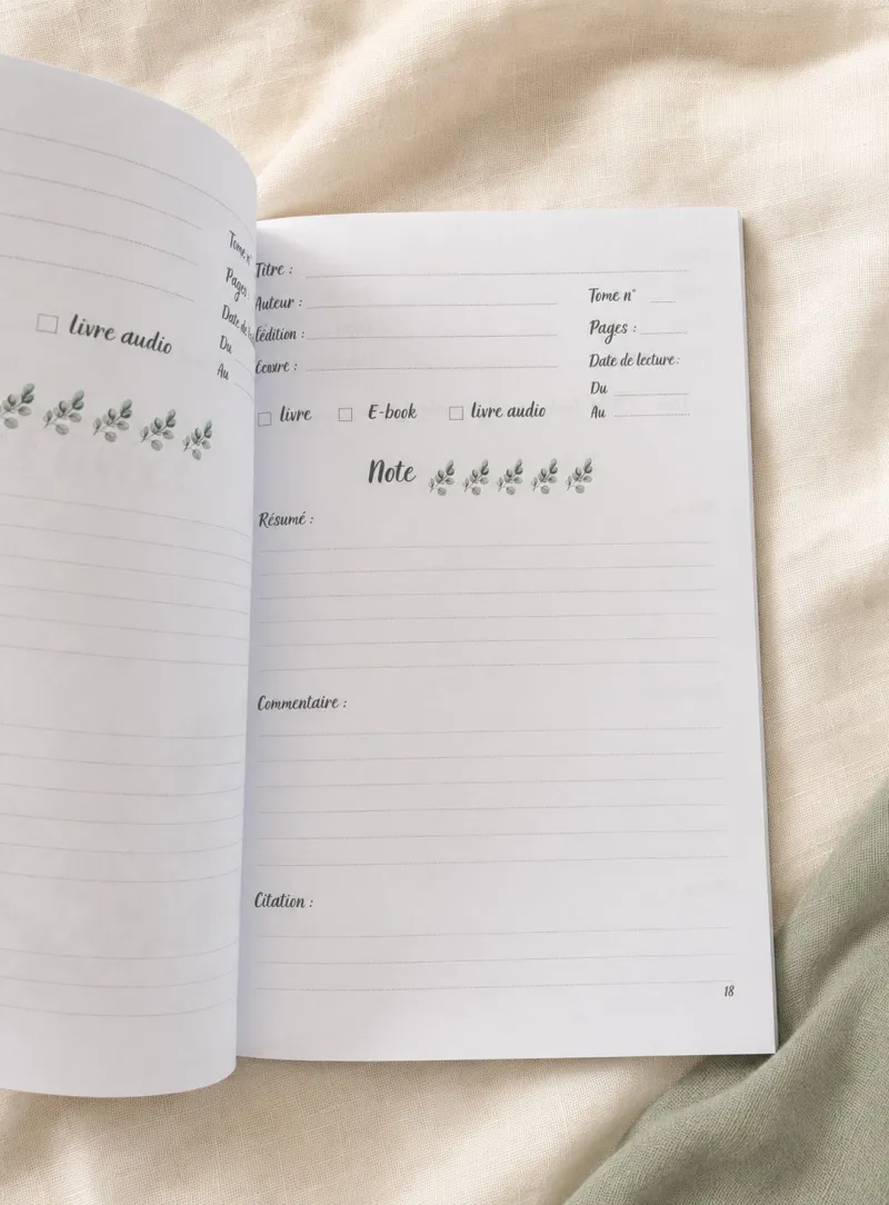 Carnet de lecture 100 fiches