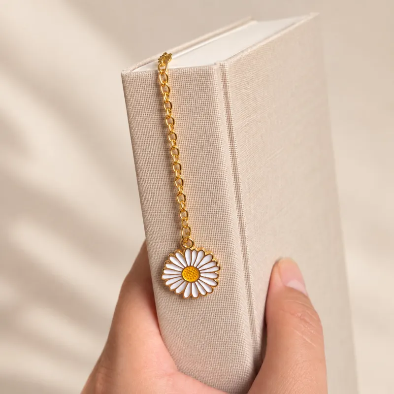 Marque-page bijou Fleur doré & marguerite