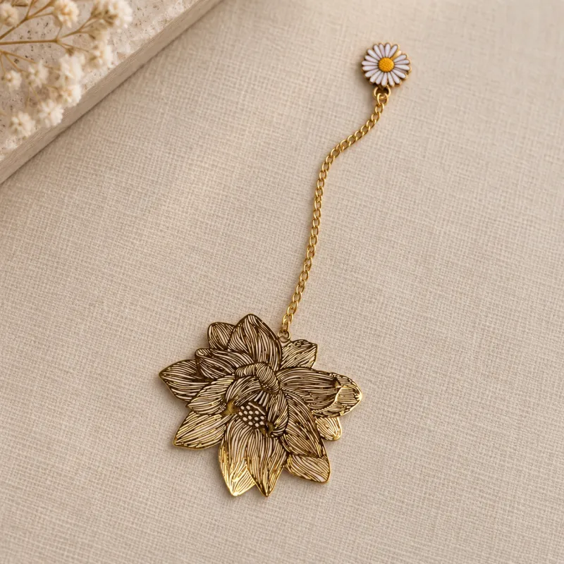 Marque-page bijou Fleur doré & marguerite