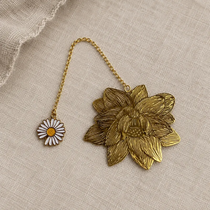Marque-page bijou Fleur doré & marguerite