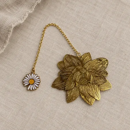 Marque-page bijou Fleur doré & marguerite