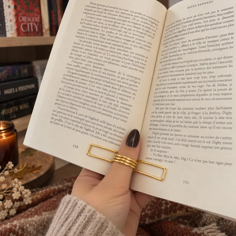 Support de livre - Bague de lecture dorée