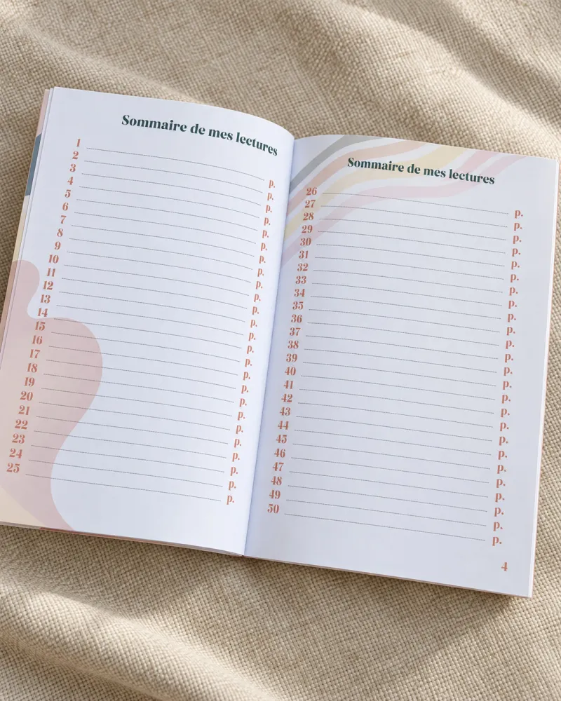 Carnet de suivi de lecture Rétro avec 100 fiches de lecture