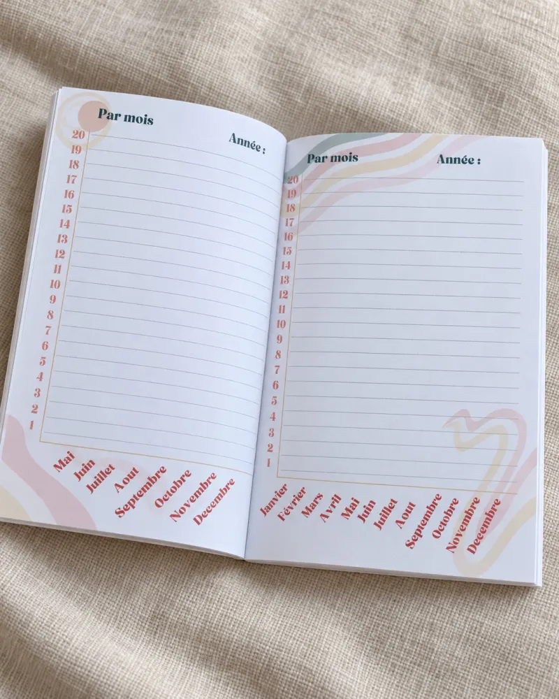 Carnet de suivi de lecture Rétro avec 100 fiches de lecture