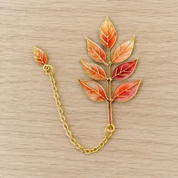 Marque-page feuille automne – Branche dorée