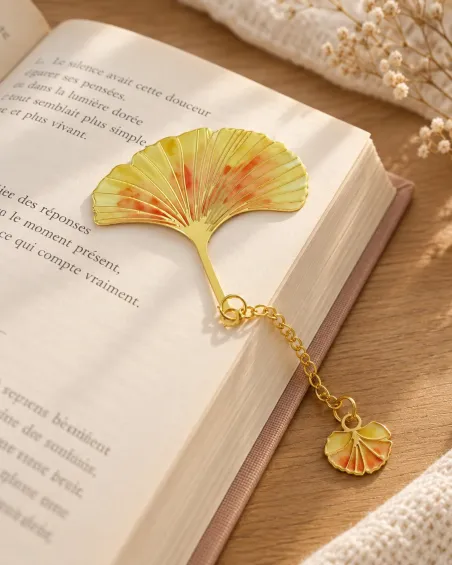 Marque-page Ginkgo doré – Bijou de livre