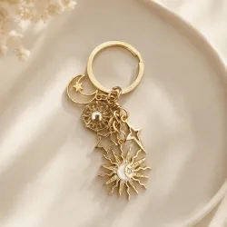 Porte-clés lune et soleil doré – Moon & Sun